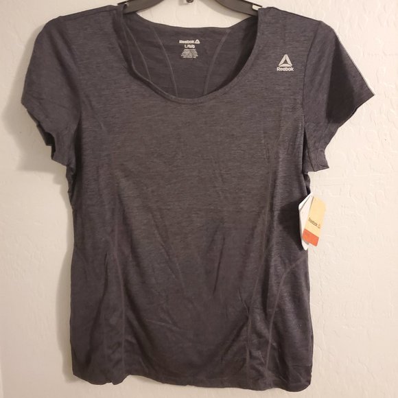 Reebok Tops - Reebok Fitted Performance Poly Marled T Sh…